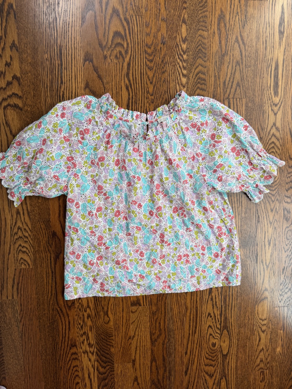 Floral Puff-Sleeve Bohemian Puff Embroidered Ruffle Sleeve Top